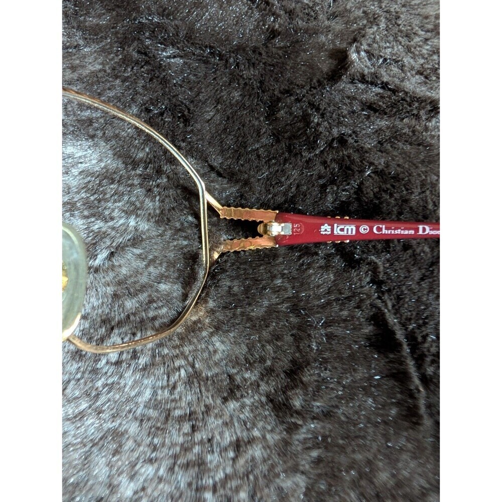 Vintage Christian Dior Eyeglasses Frames Red Butterfly Gold Logo Retro Glasses - Picture 12 of 14